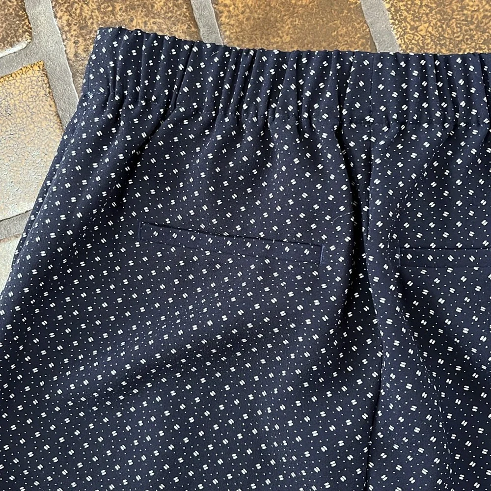 J. Crew Navy & White Printed High-Rise Cropped Slim Leg Trouser Pant